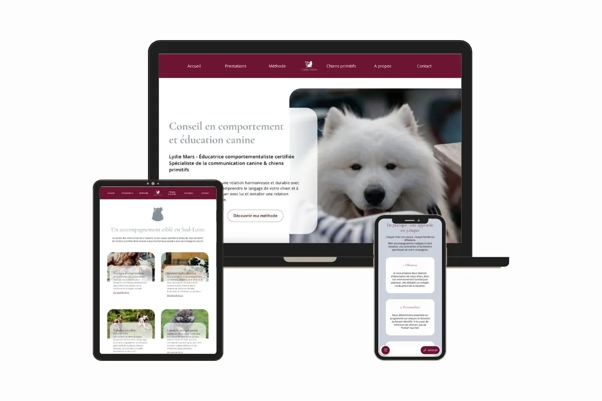 Site-Canis-Verba Création du site internet Canis Verba par Signé Marion création de site internet en Vendée